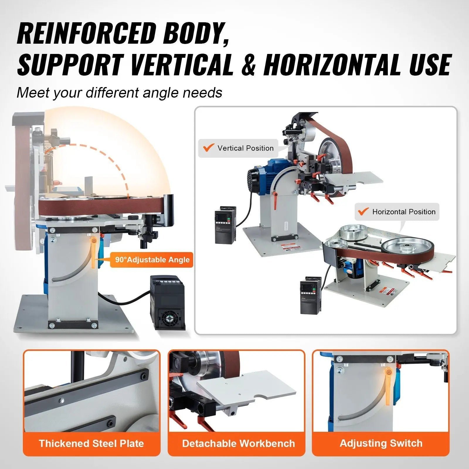 72″ Belt Grinder Sander, VFD, 3 Versatile Grinding Moulds, DOBA-BGS72 - Image 5