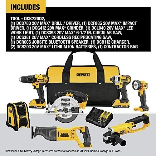 DEWALT 20V MAX Combo Kit, Compact 7-Tool (DCK720D2) - Image 2