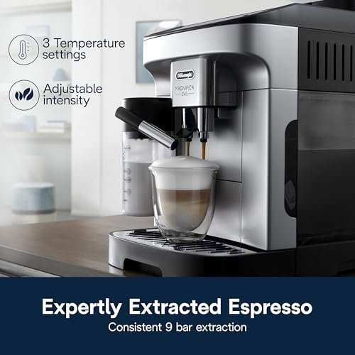 De’Longhi Magnifica Evo Automatic Espresso & Coffee Machine with Auto Milk Frother, Built-in Grinder & Auto-Clean Function – For Latte, Cappuccino, Americano, Iced Coffee, ECAM29084SB , Silver - Image 6
