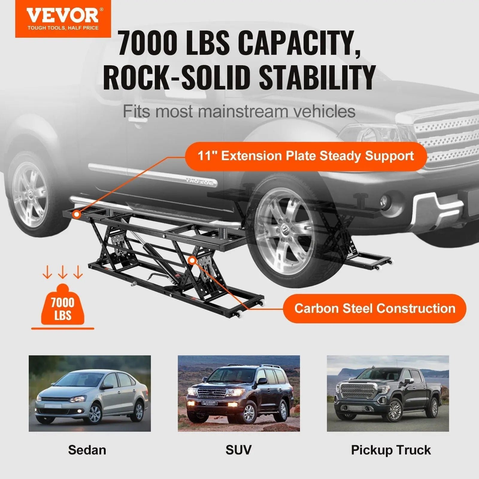 26.8″ Auto Lift for Trucks, 7000 lbs Capacity, Heavy-Duty Carbon Steel, Shop & Garage Use, DOBA-ALT7000 - Image 2