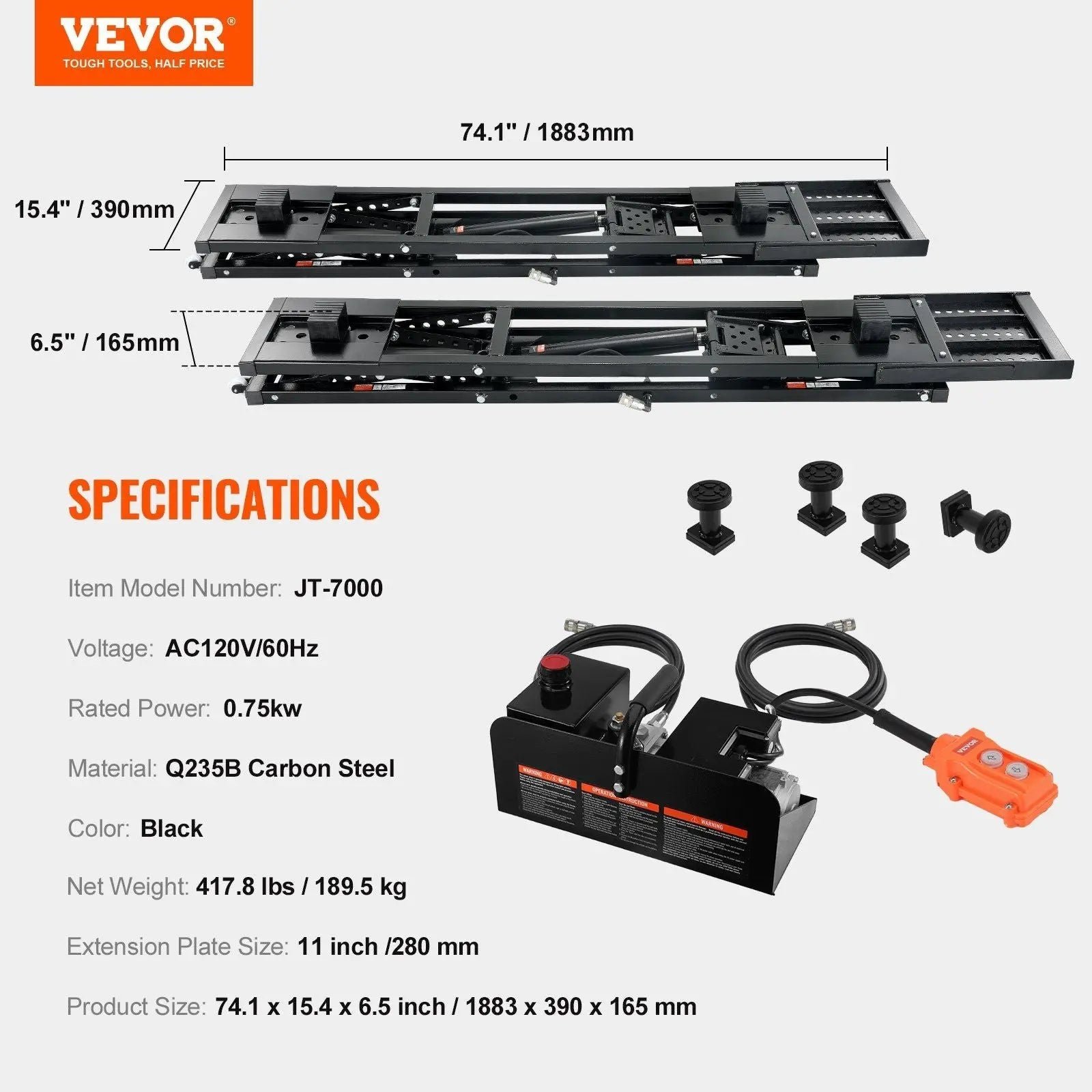 26.8″ Auto Lift for Trucks, 7000 lbs Capacity, Heavy-Duty Carbon Steel, Shop & Garage Use, DOBA-ALT7000 - Image 9