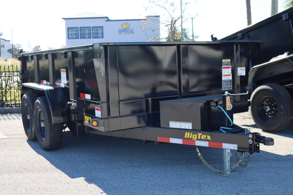 12 Foot Big Tex Pro Series Tandem Axle Single Ram with Spreader Gate Black Dump Trailer (10SR-12XLBK6SIR)
